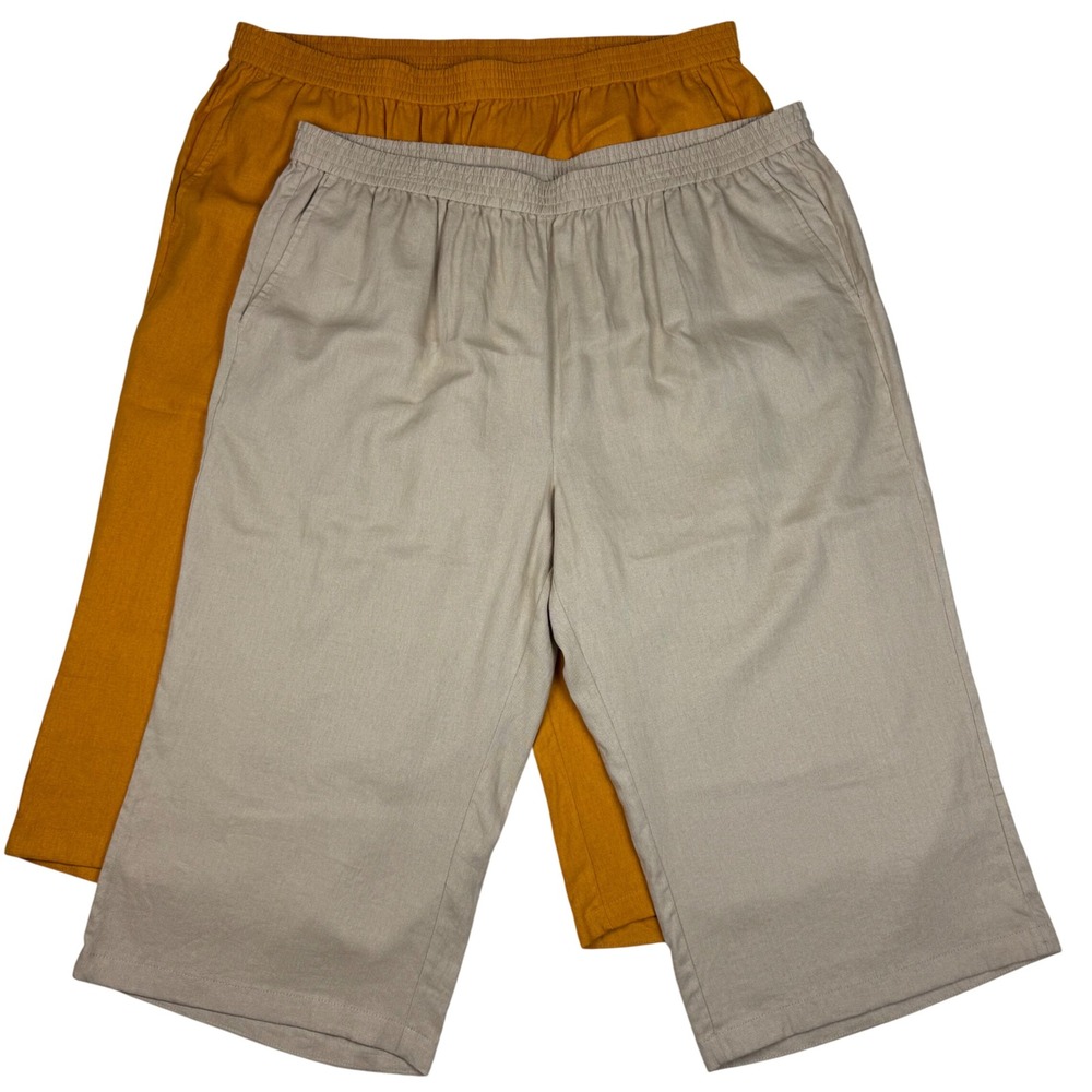 Jessica London Pants Lot of 2 Womens 26W Plus Wide‎ Leg Cropped Linen Blend Boho